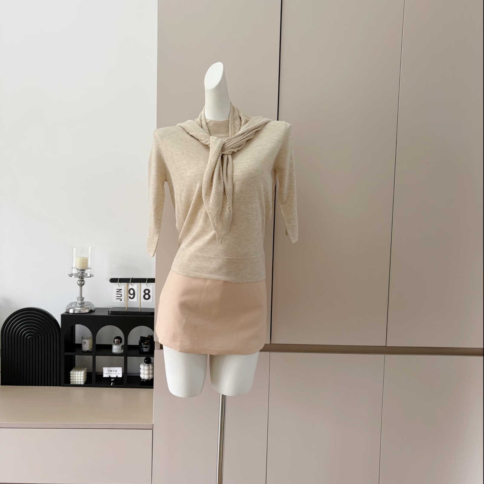 Soft Knit Half Turtleneck Two-Piece Top with Shawl Design Slim Fit Women's Knitwear - Image 4