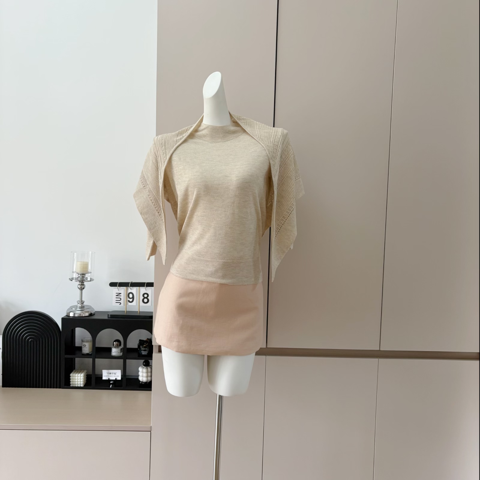 Soft Knit Half Turtleneck Two-Piece Top with Shawl Design Slim Fit Women's Knitwear - Image 3
