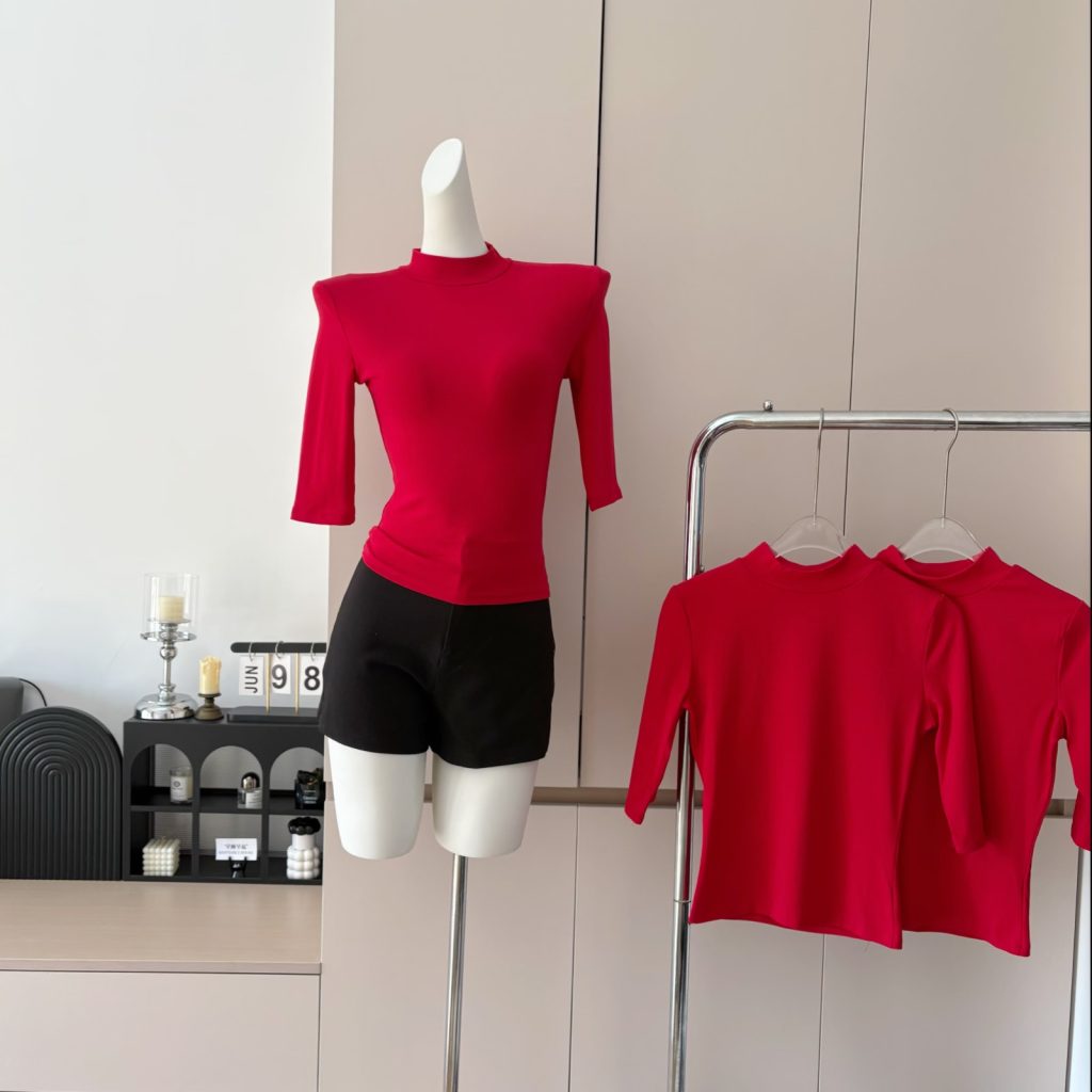 BULENG Half Turtleneck Knit Mid Sleeve T-Shirt Women 2025 Fall Slim High Waist Stretch Top