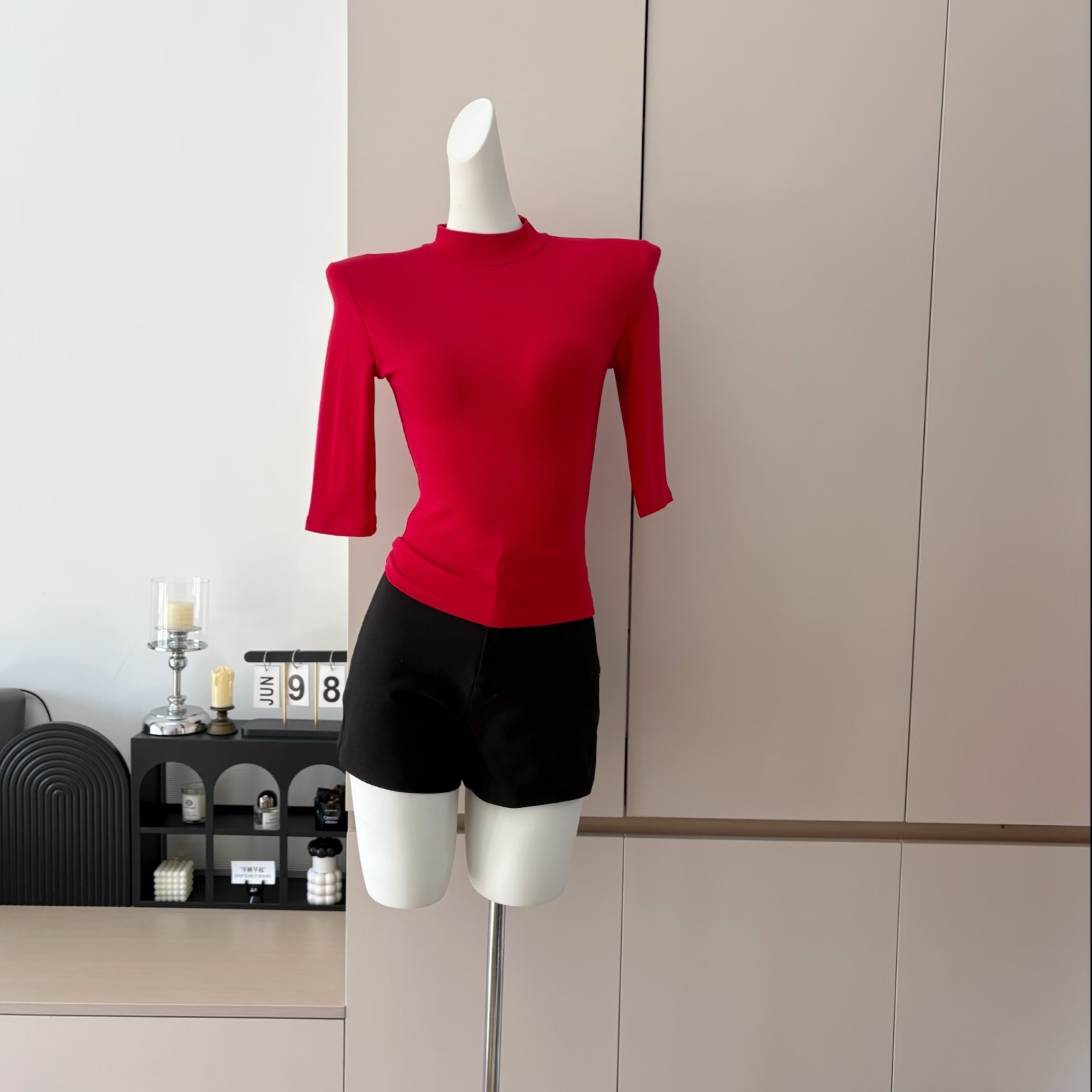 BULENG Half Turtleneck Knit Mid Sleeve T-Shirt Women 2025 Fall Slim High Waist Stretch Top - Image 2