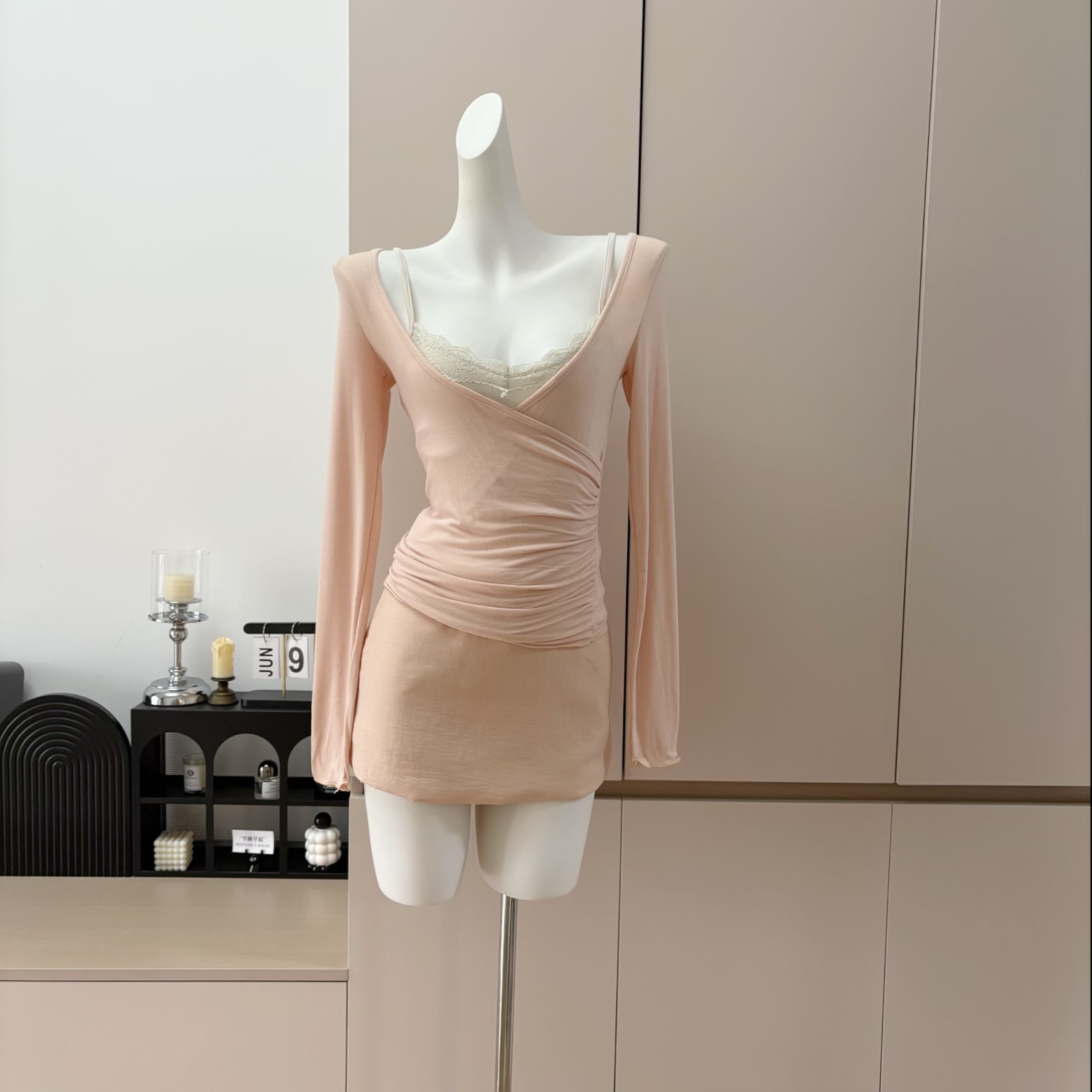JAYKY YANG Lace Pleated Cami and Straight Loose Knit Pants Set - Style beee3b - Image 3
