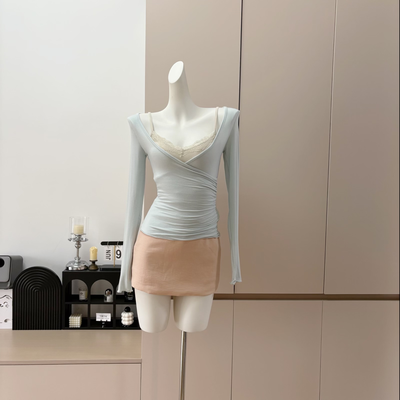 JAYKY YANG Lace Pleated Cami and Straight Loose Knit Pants Set - Style beee3b - Image 4