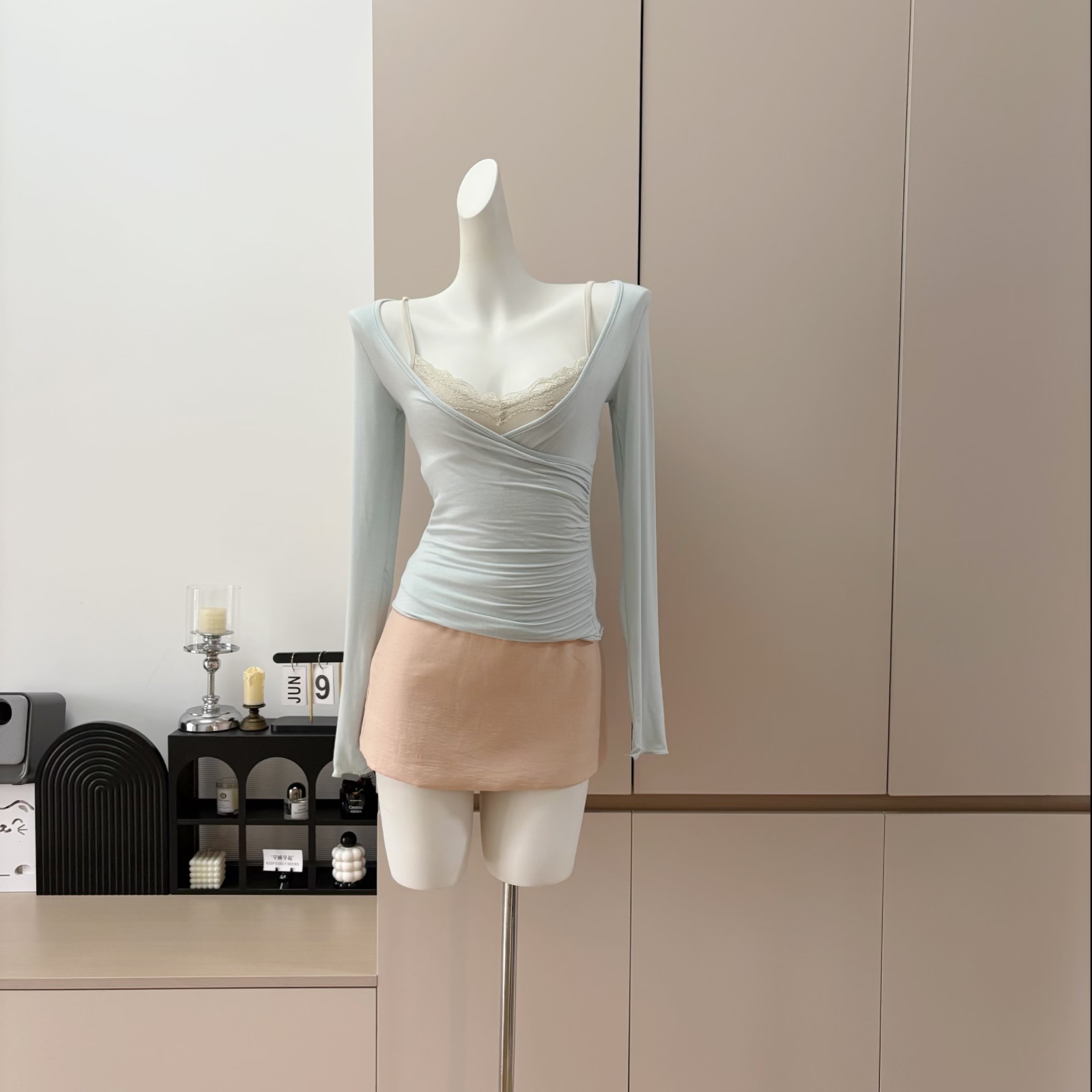 JAYKY YANG Lace Pleated Cami and Straight Loose Knit Pants Set - Style beee3b - Image 5