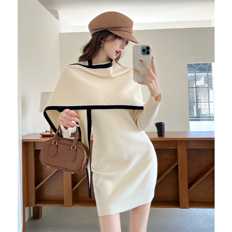 Women's Two-Piece Knit Cape Dress Set with High Waist Bodycon Skirt Fall 2025 - Image 5