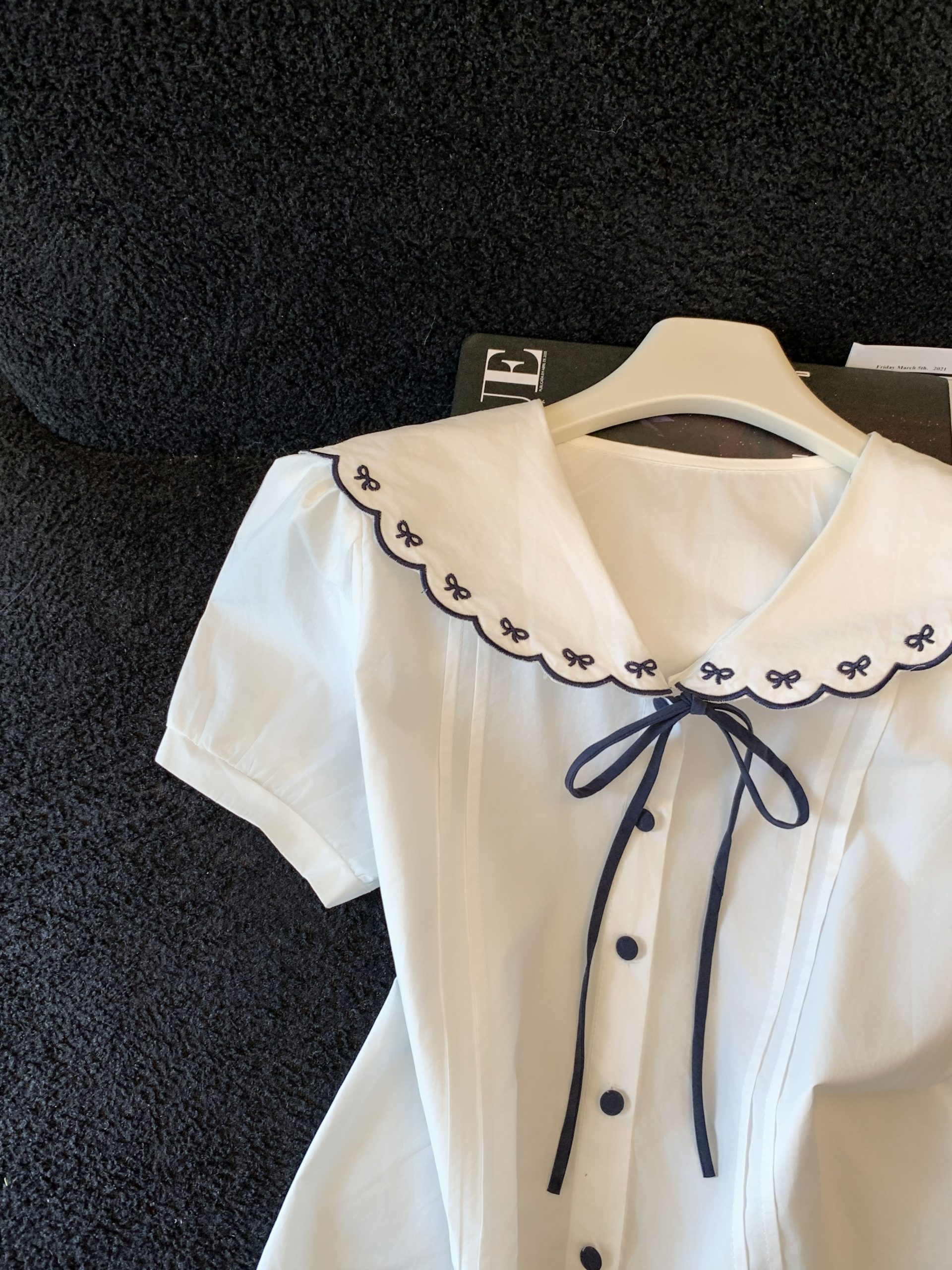 Korean Sweet Doll Collar Short Sleeve Shirt for Women Preppy Style Cute Age Reducing Top - Image 4