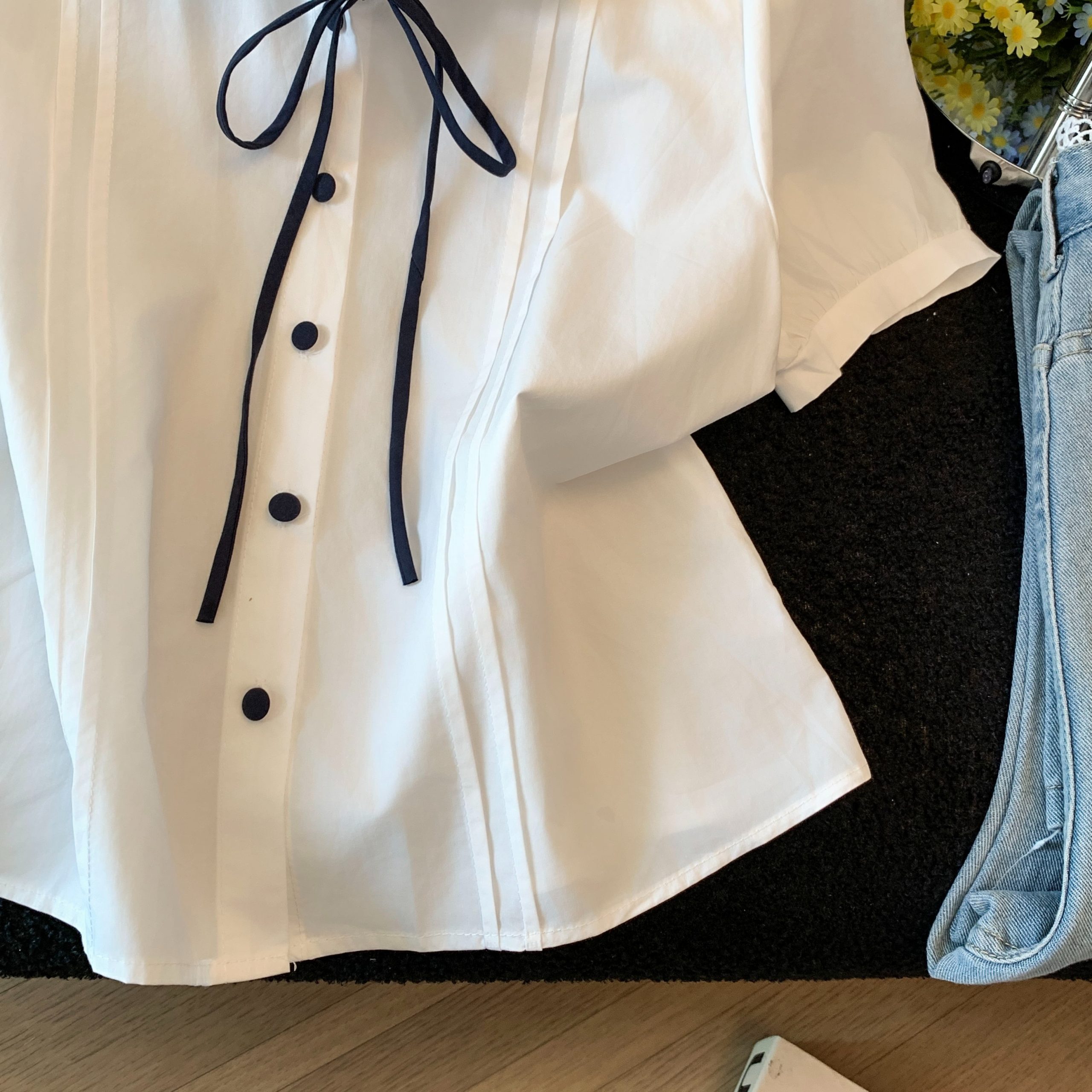 Korean Sweet Doll Collar Short Sleeve Shirt for Women Preppy Style Cute Age Reducing Top - Image 5