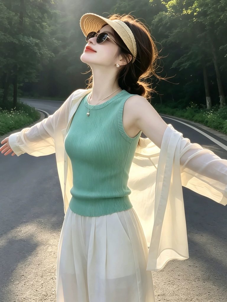 Mint Green Knit Camisole Women's Summer Sleeveless Crop Top